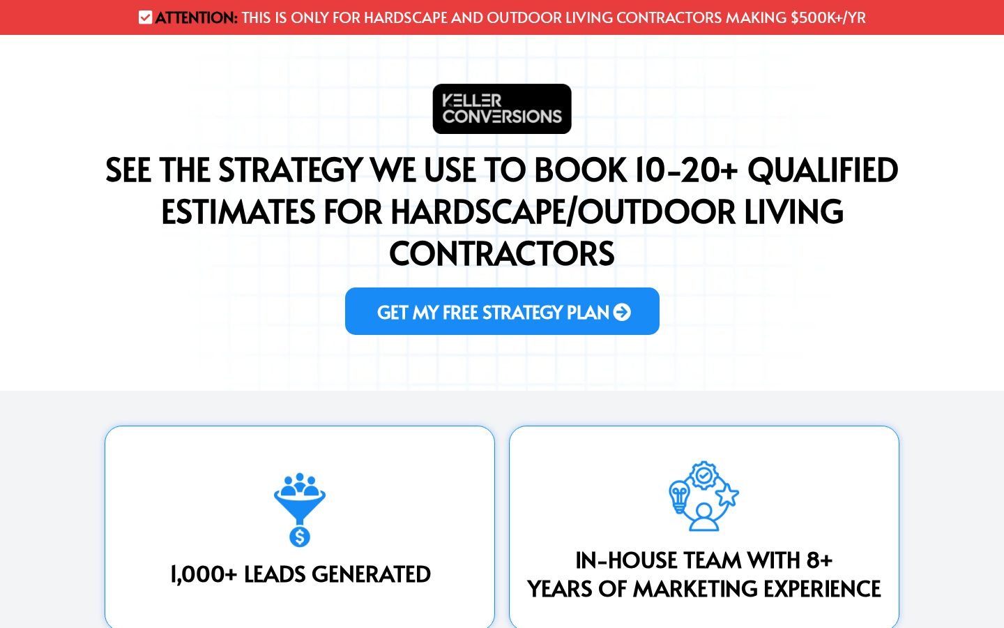 Hardscape & Outdoor Living — Marketing / Landing Page Funnel by Xenvo Digital